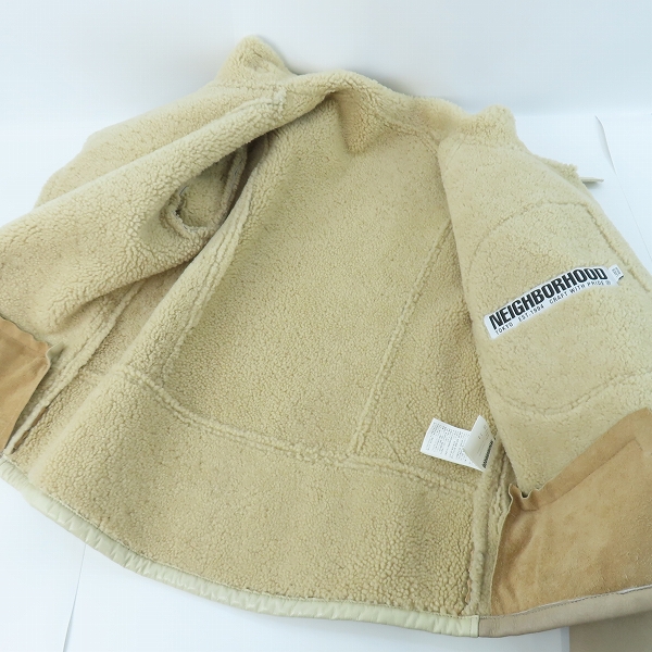 実際に弊社で買取させて頂いた【サンプル】NEIGHBORHOOD/ネイバーフッド 羊革/ムートン レザージャケット/ライダースジャケット 172SZNH-JKM08/Lの画像 8枚目