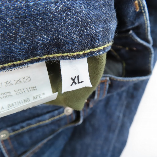 実際に弊社で買取させて頂いたA BATHING APE/アベイシングエイプ カモフラ切替 プリント デニムパンツ XLの画像 2枚目