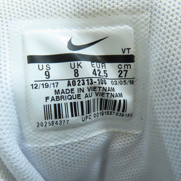 実際に弊社で買取させて頂いたNIKE/ナイキ AIR MAX 360 HI/KJ/エアマックス360 Kim Jones/キムジョーンズ AO2313-100/27の画像 5枚目