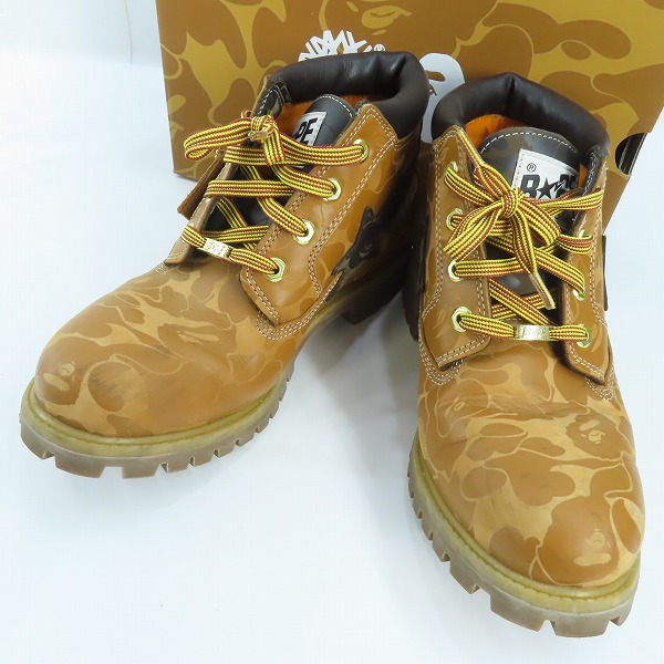 実際に弊社で買取させて頂いたA BATHING APE×Timberland/アベイシングエイプ×ティンバーランド カモフラ プレミアム チャッカブーツ A2QBX A5959/27.0