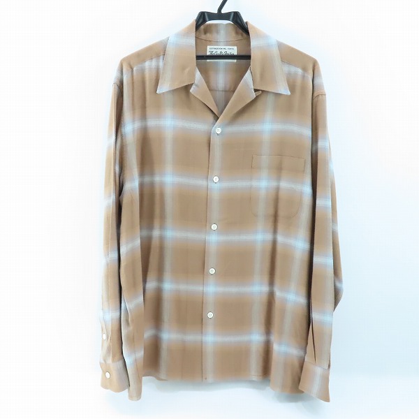 実際に弊社で買取させて頂いたWACKO MARIA/ワコマリア GUILTY PARTIES オンブレチェック 長袖 オープンカラーシャツ ライトブラウン系/XL