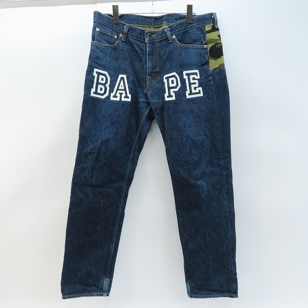 実際に弊社で買取させて頂いたA BATHING APE/アベイシングエイプ カモフラ切替 プリント デニムパンツ XL