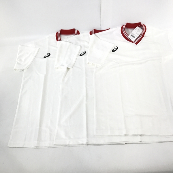 実際に弊社で買取させて頂いた【おまとめ/未使用】ASICS/アシックス ゲームシャツHS ホワイト×レッド XS1138 サイズOの画像 1枚目