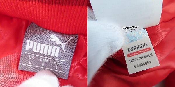 実際に弊社で買取させて頂いたpuma/プーマ フェラーリ Formula1/F1 ジャケット/ブルゾン 604793-01 /Lの画像 3枚目