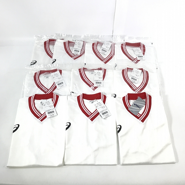 実際に弊社で買取させて頂いた【おまとめ/未使用】ASICS/アシックス ゲームシャツHS ホワイト×レッド