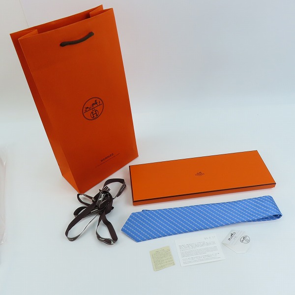 実際に弊社で買取させて頂いたHERMES/エルメス シェーヌダンクル柄 シルク ネクタイの画像 8枚目
