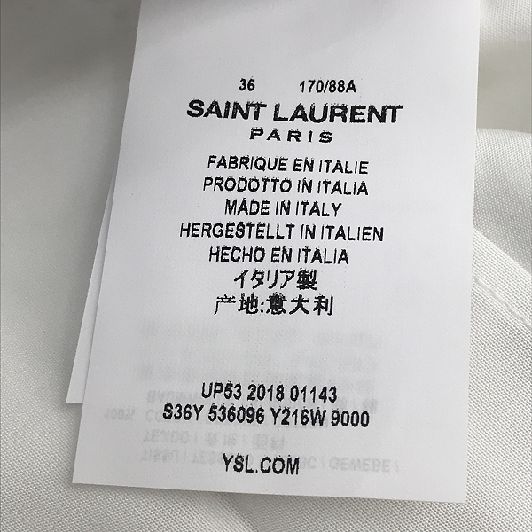 実際に弊社で買取させて頂いた(1)【未使用】SAINT LAURENT/サンローラン 19SS プレーン 長袖シャツ 536096 Y216W/36の画像 4枚目