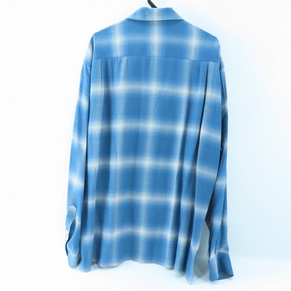 実際に弊社で買取させて頂いたWACKO MARIA/ワコマリア チェック柄 オープンカラー 長袖シャツ ブルー系/XLの画像 1枚目