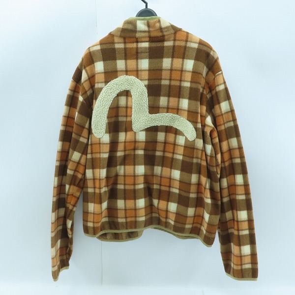 実際に弊社で買取させて頂いたEVISU/エヴィス 胸刺繍/バックカモメ フリース チェックジャケット/44の画像 1枚目