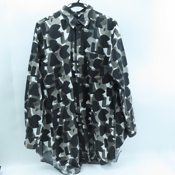 実際に弊社で買取させて頂いたBLACK COMME des GARCONS/ブラックコムデギャルソン AD2018 カモフラ 長袖ボタンシャツ 1B-B008/L