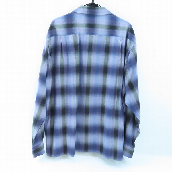 実際に弊社で買取させて頂いたWACKO MARIA/ワコマリア GUILTY PARTIES オンブレチェック 長袖 オープンカラーシャツ パープル/ブラック XLの画像 1枚目