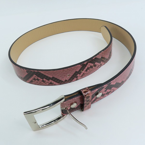 実際に弊社で買取させて頂いたWACKO MARIA/ワコマリア GUILTY PARTIES PYTHON LEATHER BELT/パイソンレザーベルト ピンク 34の画像 7枚目