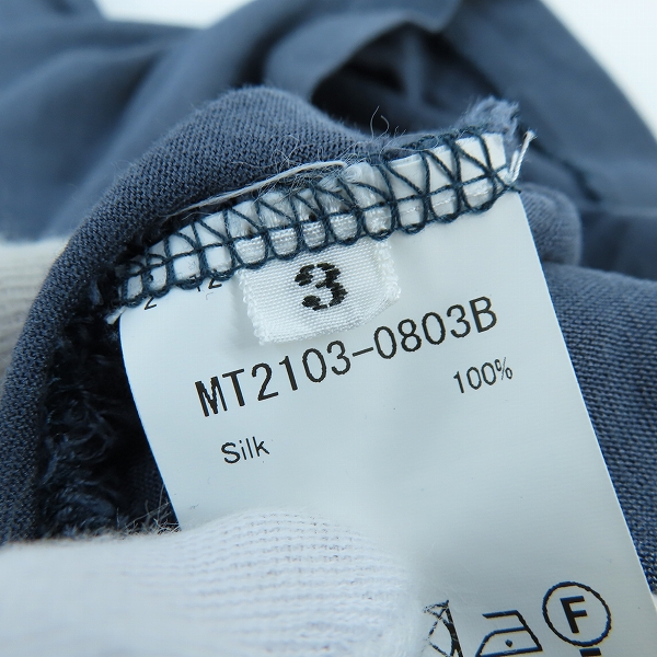 実際に弊社で買取させて頂いたMAATEE&SONS/マーティーアンドサンズ シルク半袖Tシャツ ネイビー系 MT2103-0803B/3の画像 3枚目