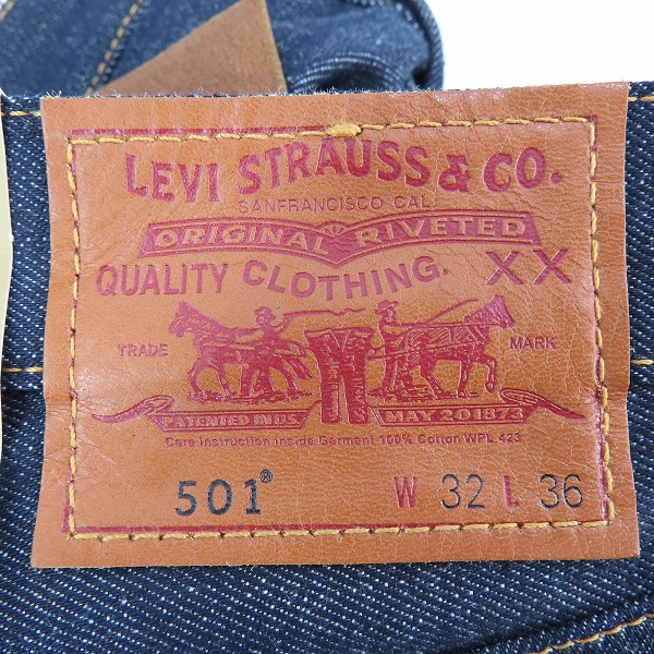 実際に弊社で買取させて頂いた【未使用】LEVIS/リーバイス 501 PREMIUM デニムパンツ 赤耳 鹿革 US501-0001/W32L36の画像 5枚目