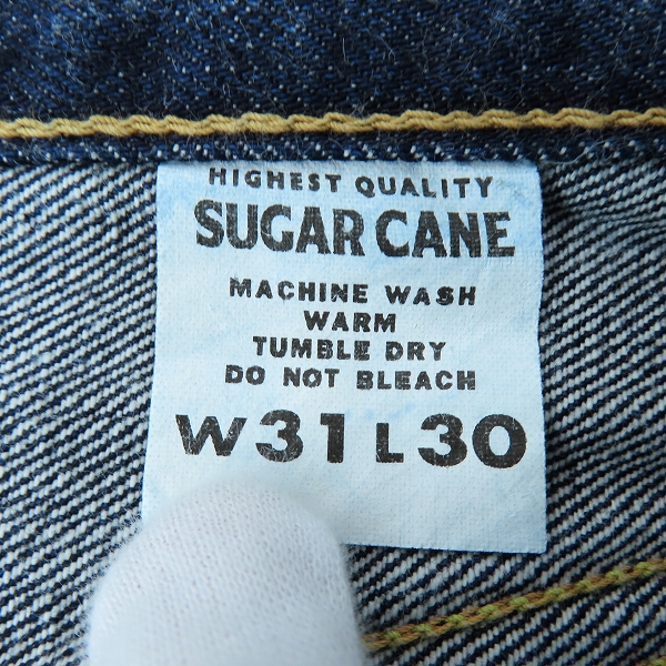 実際に弊社で買取させて頂いたSUGAR CANE/シュガーケーン 2021モデル スタンダード デニムパンツ SC42021/W31/L30 の画像 4枚目