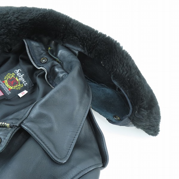 実際に弊社で買取させて頂いたSCHOTT/ショット 7010 USA製 カウハイド レザージャケット/36の画像 9枚目
