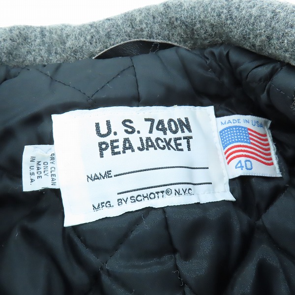 実際に弊社で買取させて頂いたSCHOTT/ショット U.S.740N PEA JACKET Pコート/40の画像 2枚目