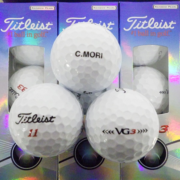 実際に弊社で買取させて頂いた【未使用/オウンネーム】Titleist/タイトリスト VG3 ゴルフボール RAINBOW PEARL/レインボーパール 1ダースの画像 1枚目