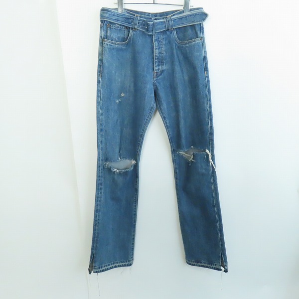 実際に弊社で買取させて頂いた【JPタグ】PRADA/プラダ CLASSIC FIT 三角ロゴプレート ダメージ ベルト デニムパンツ/ジーンズ GEP293/31