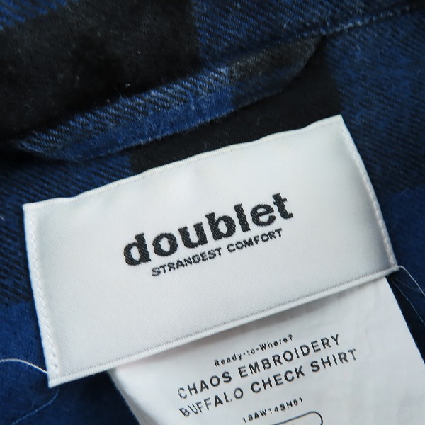 実際に弊社で買取させて頂いたdoublet/ダブレット 18AW CHAOS EMBROIDERY CHECK SHIRT ネルシャツ 18AW14SH51/Lの画像 2枚目
