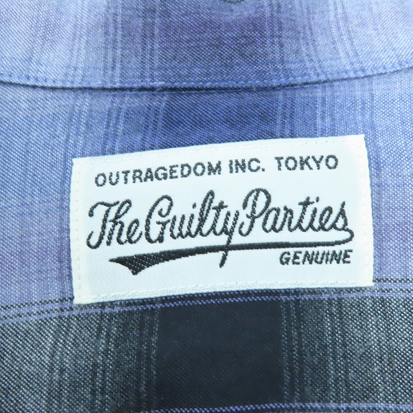 実際に弊社で買取させて頂いたWACKO MARIA/ワコマリア GUILTY PARTIES オンブレチェック 長袖 オープンカラーシャツ パープル/ブラック XLの画像 2枚目