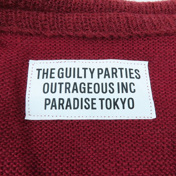 実際に弊社で買取させて頂いたWACKO MARIA/ワコマリア GUILTY PARTIES モヘア ウール カーディガン XL レッド系の画像 2枚目