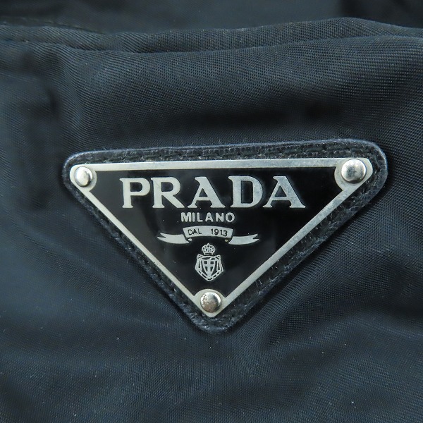 実際に弊社で買取させて頂いたPRADA/プラダ ロゴプレート ナイロン ハンドバッグ ブラックの画像 5枚目