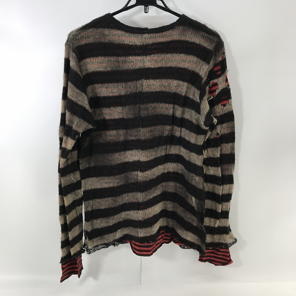 実際に弊社で買取させて頂いたRoen/ロエン ダメージ加工 レーヤード ボーダー ニット/カットソー 76147043 /48の画像 1枚目