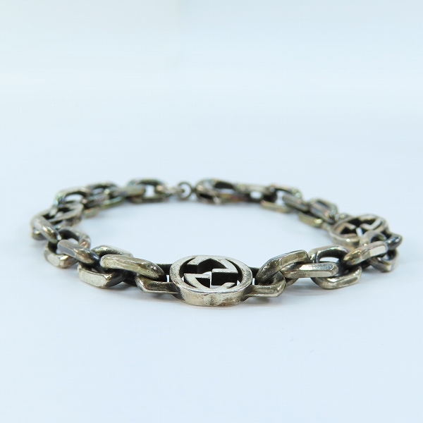 実際に弊社で買取させて頂いたGUCCI/グッチ インターロッキングG シルバー チェーンブレスレットの画像 1枚目