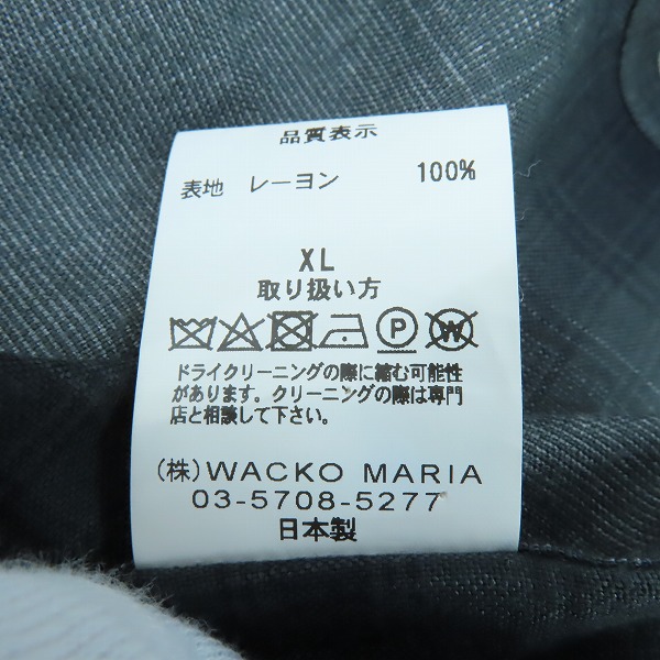 実際に弊社で買取させて頂いたWACKO MARIA/ワコマリア GUILTY PARTIES オンブレチェック 長袖 オープンカラーシャツ グレー系/XLの画像 3枚目