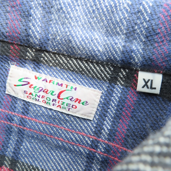 実際に弊社で買取させて頂いたSUGAR CANE/シュガーケーン チェック柄 ネルシャツ SC27118 ブルー系 XLの画像 2枚目