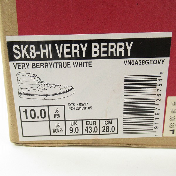 実際に弊社で買取させて頂いたVANS/バンズ ヴァンズ SK8-HI VERY BERRY/VN0A38GEOVY/28の画像 9枚目