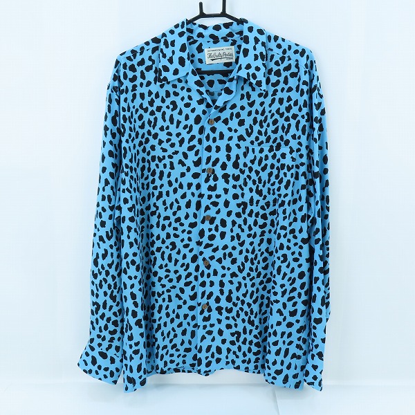 実際に弊社で買取させて頂いたWACKO MARIA/ワコマリア LEOPARD HAWAIIAN SHIRT L/S レオパード ハワイアンシャツ/アロハシャツ ブルー/XL