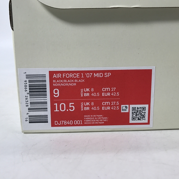 実際に弊社で買取させて頂いた【未使用】 NIKE×STUSSY/ナイキ×ステューシー Air Force 1 Mid/エア フォース 1 ミッド DJ7840-001/27の画像 8枚目