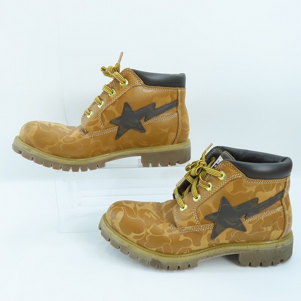 実際に弊社で買取させて頂いたA BATHING APE×Timberland/アベイシングエイプ×ティンバーランド カモフラ プレミアム チャッカブーツ A2QBX A5959/27.0の画像 3枚目