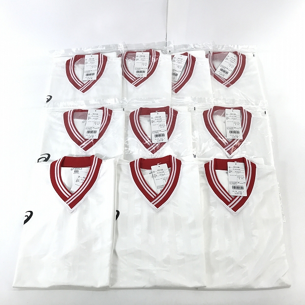 実際に弊社で買取させて頂いた【おまとめ/未使用】ASICS/アシックス ゲームシャツHS ホワイト×レッド