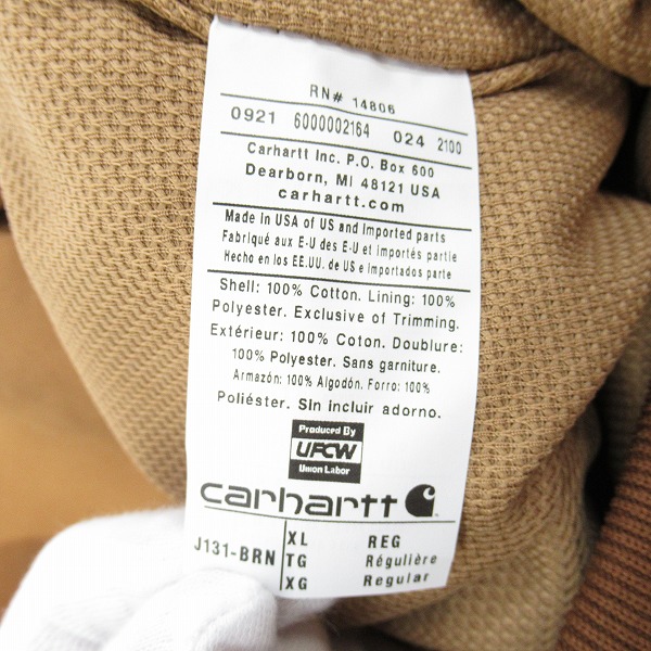 実際に弊社で買取させて頂いたCarhartt/カーハート Active Jacket Thermal Lined アクティブジャケット J131-BRN/XLの画像 4枚目