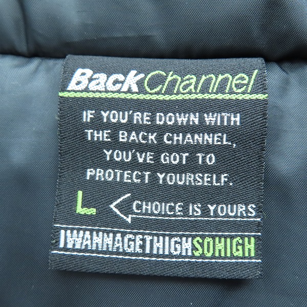 実際に弊社で買取させて頂いたBackChannel/バックチャンネル バックロゴ フーデッド 中綿 ジャケット Lの画像 2枚目