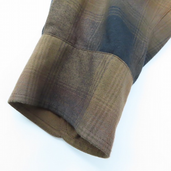 実際に弊社で買取させて頂いたWACKO MARIA/ワコマリア GUILTY PARTIES オンブレチェック 長袖 オープンカラーシャツ ブラウン系/XLの画像 4枚目