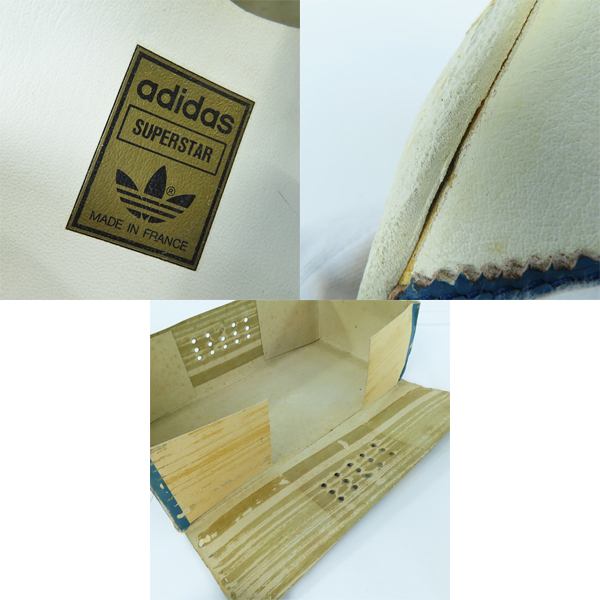 実際に弊社で買取させて頂いた【観賞用】adidas/アディダス 金ベロ/フランス製/ヴィンテージ SUPERSTAR/スーパースター スニーカー  白×青 9.5の画像 7枚目