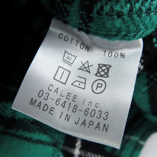 実際に弊社で買取させて頂いたCALEE/キャリー 長袖 チェックシャツ/ネルシャツ グリーン×ブラック /Mの画像 3枚目
