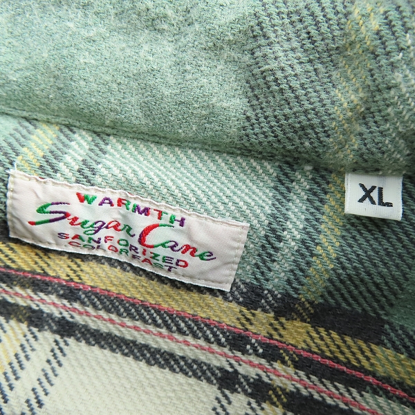 実際に弊社で買取させて頂いたSUGAR CANE/シュガーケーン チェック柄 ネルシャツ SC27118 グリーン系 XLの画像 2枚目