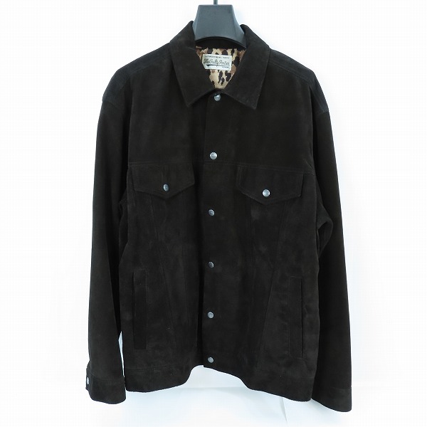 実際に弊社で買取させて頂いたWACKO MARIA/ワコマリア GUILTY PARTIES FUCK 牛革 スエードレザー 裏レオパード ジャケット ブラック/XL