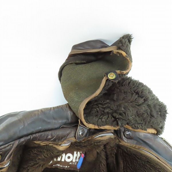 実際に弊社で買取させて頂いたSchott/ショット USA製 ボアライナー付 レザージャケット/38の画像 4枚目