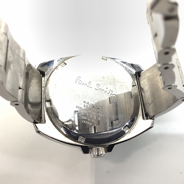 実際に弊社で買取させて頂いたPaul Smith/ポールスミス ラウンド シルバー デイト クォーツ 腕時計 1116-S060761【動作未確認】の画像 4枚目