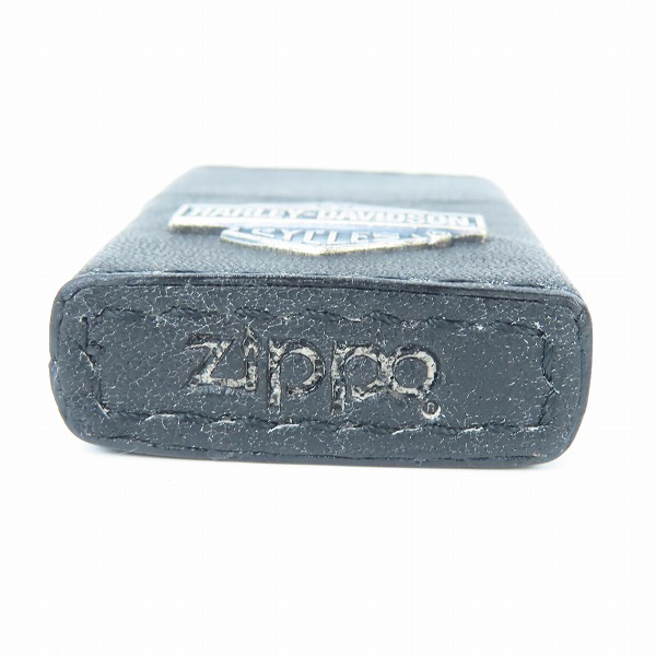 実際に弊社で買取させて頂いたZIPPO/ジッポー Harley-Davidson/ハーレーダビッドソン メタル貼り 革巻き ブラックの画像 3枚目