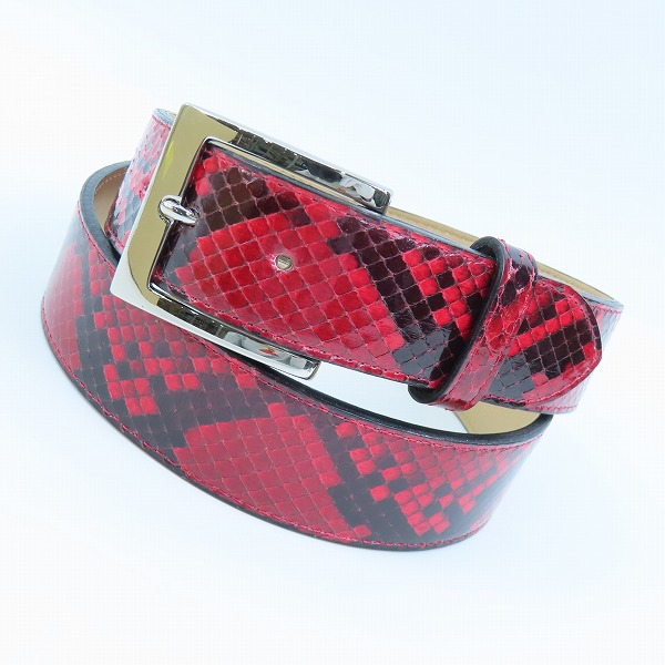 実際に弊社で買取させて頂いたWACKO MARIA/ワコマリア GUILTY PARTIES PYTHON LEATHER BELT/パイソンレザーベルト レッド 36