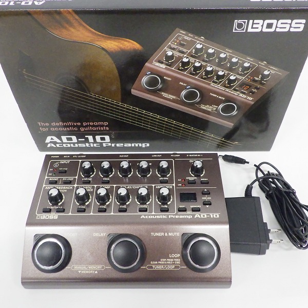 実際に弊社で買取させて頂いたBOSS/ボス AD-10 Acoustic Preamp 2ch アコースティックギター用プリアンプ ACアダプター付【簡易動作確認済】