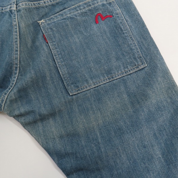 実際に弊社で買取させて頂いたEVISU/エヴィス Lot2005 カモメプリント/刺繍 デニム ハーフパンツ/36の画像 9枚目