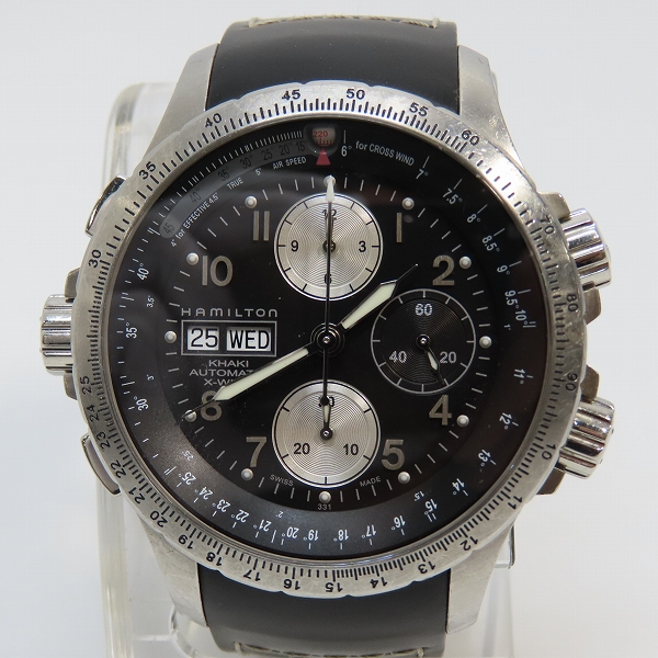 実際に弊社で買取させて頂いたHAMILTON/ハミルトン カーキ X ウィンド デイデイト 自動巻き/黒文字盤 腕時計 H776160